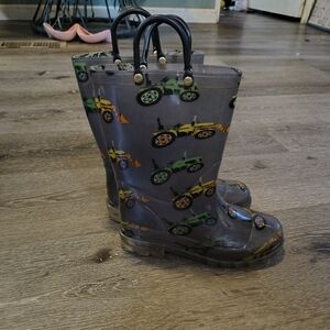 Kids Tractor Print Rain Boots